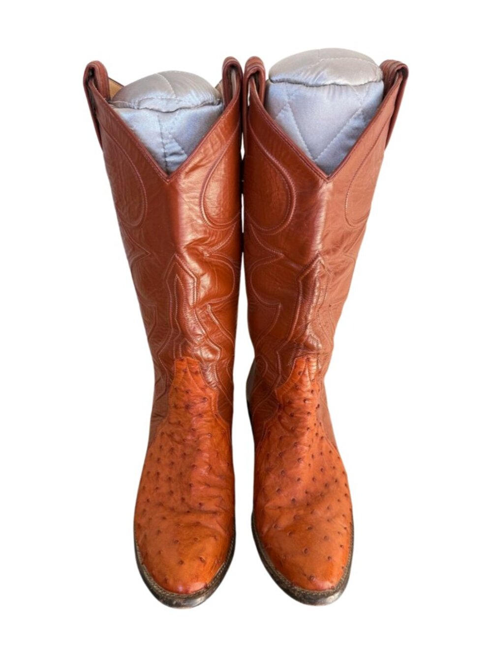 Vintage 70s Larry Mahan Ostrich Cowboy Boots Brown Leather Western Size 8B USA - Picture 5 of 9